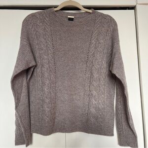 100% Cashmere Cable Knit Sweater in Taupe Light Brown